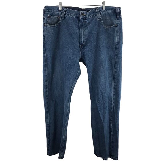 Carhartt Jeans Men’s 42x30 Work Heavy Duty Blue Denim 100% Cotton Distressed - Picture 1 of 10